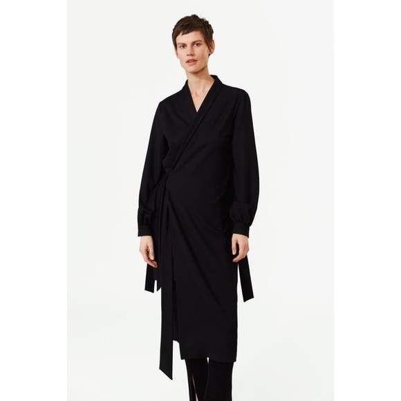 [Zara] Classic Black Wrap Duster Jacket - Picture 7 of 11